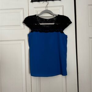 Elegant Black and Blue Lace Top